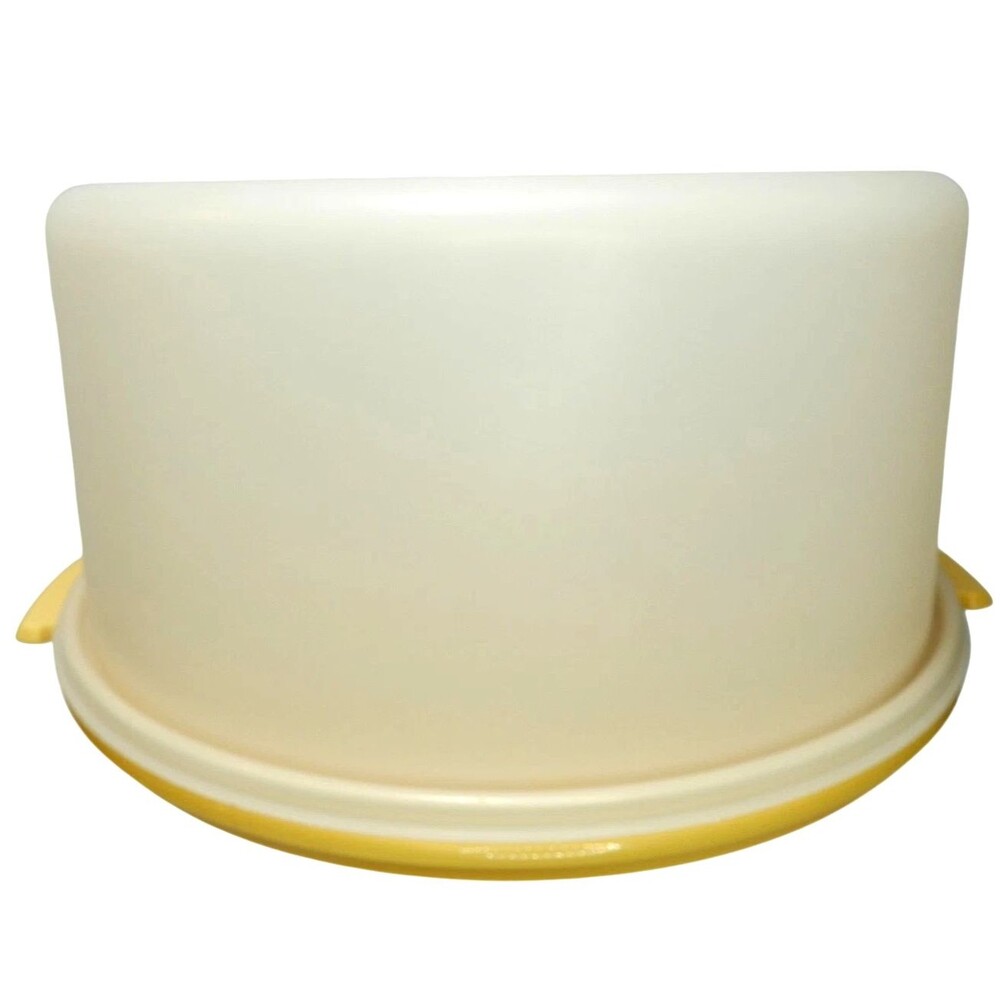 Tupperware Vintage Layer cake Pie Carrier Harvest Gold No Handle EUC